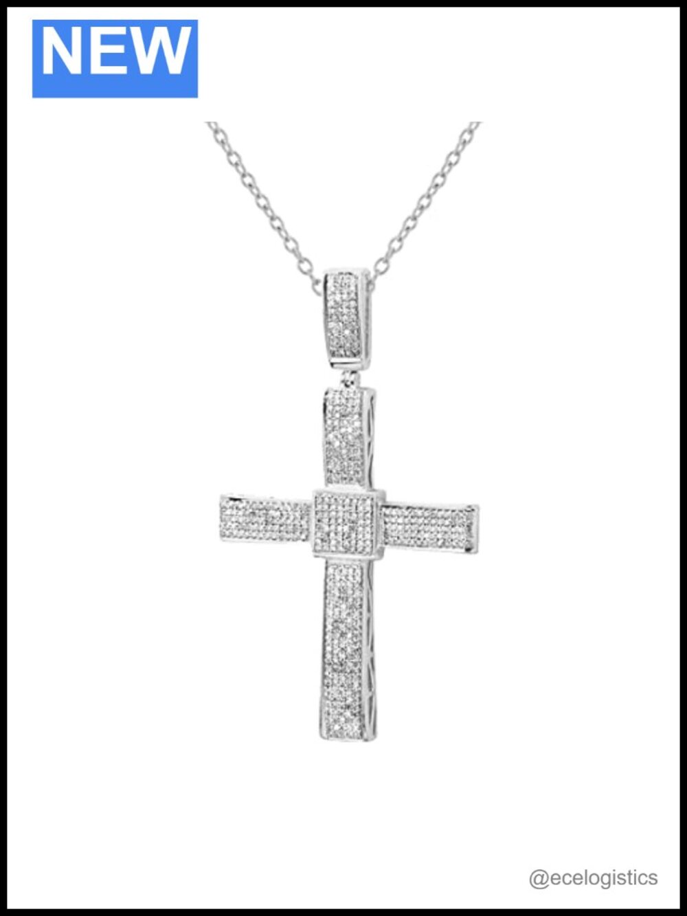 Sterling Silver Micro Pave Cross Pendant Necklace